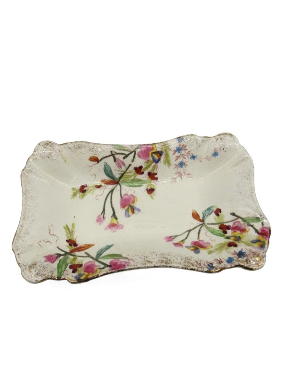 Decorative Dresser Tray Floral Ceramic Trinket England Vintage 8"